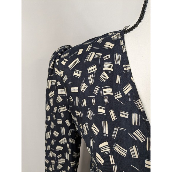 Rouje Dress Gabin Wrap Navy Elegant Timeless Old Money Quiet Luxury Preppy A007 - Picture 5 of 11